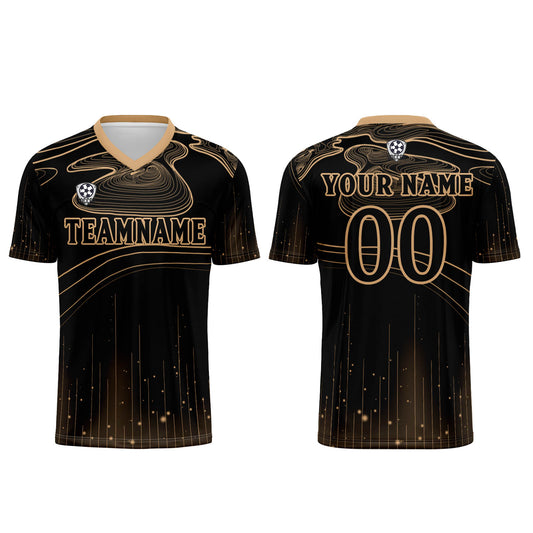 Benutzerdefinierte Schwarz Hellbraun Trikots für Männer Frauen Personalisierte Fußball Uniformen für Erwachsene und Kind