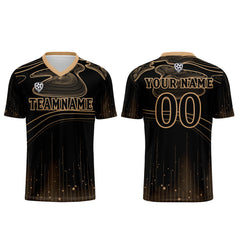 Benutzerdefinierte Schwarz Hellbraun Trikots für Männer Frauen Personalisierte Fußball Uniformen für Erwachsene und Kind