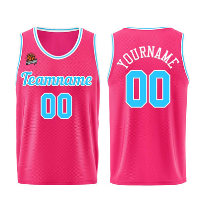 Individuelle Rosa-Hellblau Basketball Jersey Shorts für Männer und Frauen Gestickter und gedruckter Name, Nummer und Logo
