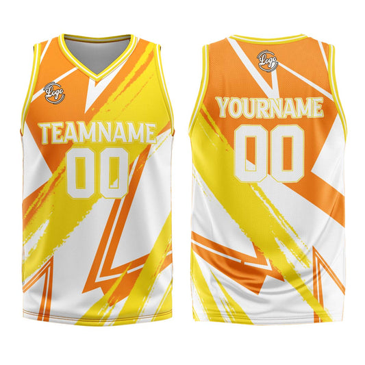 Benutzerdefinierter Orange Gelb Basketball Jersey Uniform Anzug gedruckt Ihr Logo Name Nummer