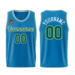 Individuelle Blau-Grün Basketball Jersey Shorts für Männer und Frauen Gestickter und gedruckter Name, Nummer und Logo