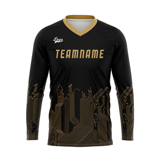 Kundenspezifisches Schwarzes Gold Basketball Fußball Schießen langes T-Shirt für Erwachsene und Kinder