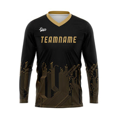 Kundenspezifisches Schwarzes Gold Basketball Fußball Schießen langes T-Shirt für Erwachsene und Kinder