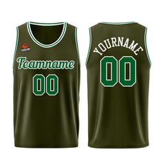 Individuelle Armeegrün-Grün Basketball Jersey Shorts für Männer und Frauen Gestickter und gedruckter Name, Nummer und Logo