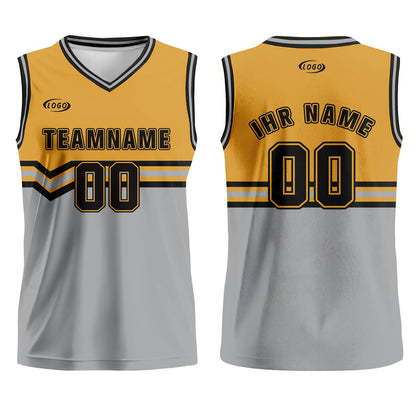 Benutzerdefinierter Orange Grau Schwarz Basketball Jersey Uniform Anzug gedruckt Ihr Logo Name Nummer