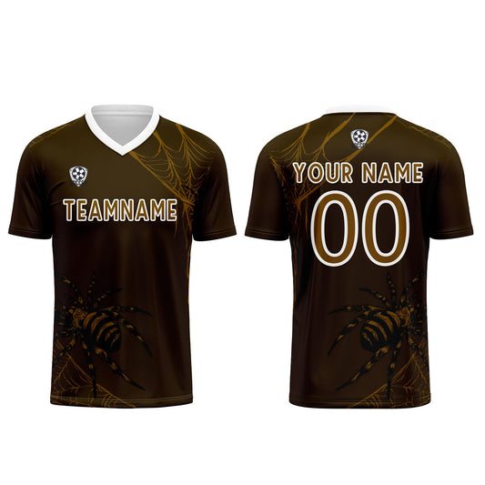 Benutzerdefinierte Dunkel Braun Trikots für Männer Frauen Personalisierte Fußball Uniformen für Erwachsene und Kind
