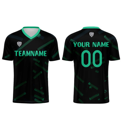 Benutzerdefinierte Schwarz Gras Grün Fußball Trikots für Männer Frauen Personalisierte Fußball Uniformen für Erwachsene und Kind