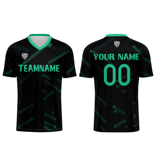 Benutzerdefinierte Schwarz Gras Grün Fußball Trikots für Männer Frauen Personalisierte Fußball Uniformen für Erwachsene und Kind