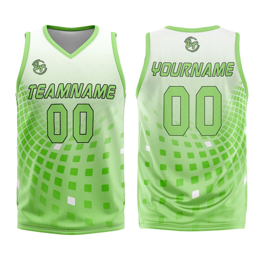 Benutzerdefinierter Weiß Grün Basketball Jersey Uniform Anzug gedruckt Ihr Logo Name Nummer