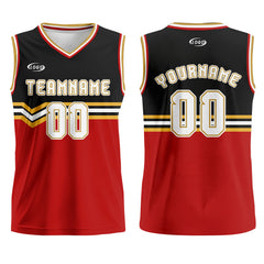 Benutzerdefinierter Schwarz Rot Gold Weiß Basketball Jersey Uniform Anzug gedruckt Ihr Logo Name Nummer