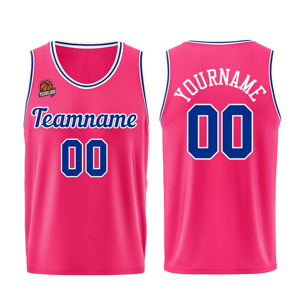 Individuelle Rosa-Königlich Basketball Jersey Shorts für Männer und Frauen Gestickter und gedruckter Name, Nummer und Logo