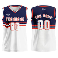 Benutzerdefinierter Blau Weiß Orange Basketball Jersey Uniform Anzug gedruckt Ihr Logo Name Nummer