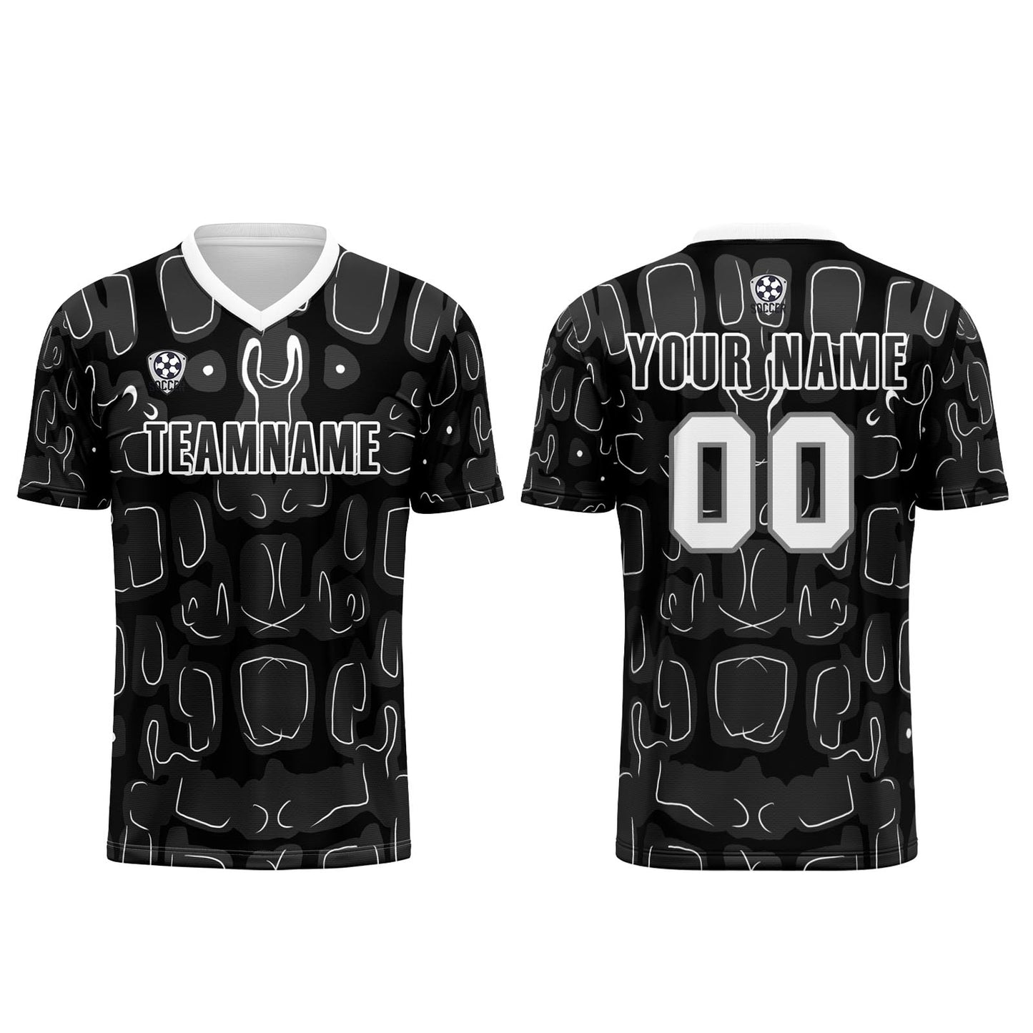 Benutzerdefinierte Schwarz Grau Fußball Trikots für Männer Frauen Personalisierte Fußball Uniformen für Erwachsene und Kind