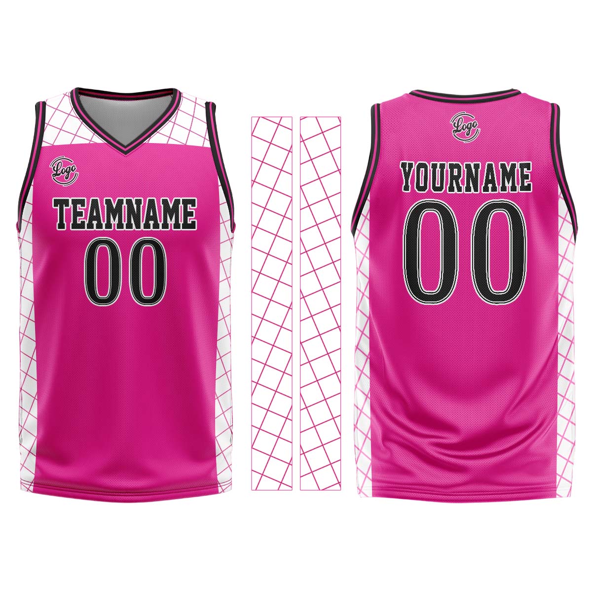 Benutzerdefinierter Rosa Schwarz Basketball Jersey Uniform Anzug gedruckt Ihr Logo Name Nummer