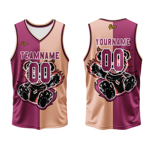 Benutzerdefinierter Rosenrot Basketball Jersey Uniform Anzug gedruckt Ihr Logo Name Nummer