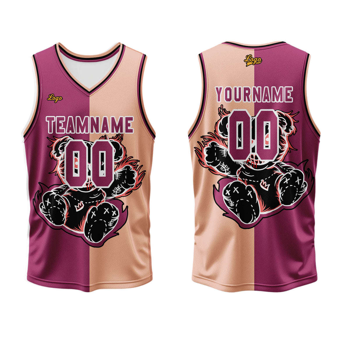Benutzerdefinierter Rosenrot Basketball Jersey Uniform Anzug gedruckt Ihr Logo Name Nummer