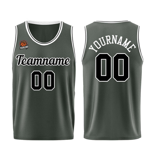 Individuelle Dunkelgrau-Schwarz Basketball Jersey Shorts für Männer und Frauen Gestickter und gedruckter Name, Nummer und Logo