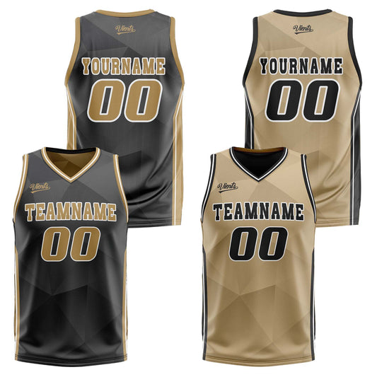 Benutzerdefinierte Schwarz Braun Reversible Basketball Jersey Personalisierte Drucken Name Nummer Logo