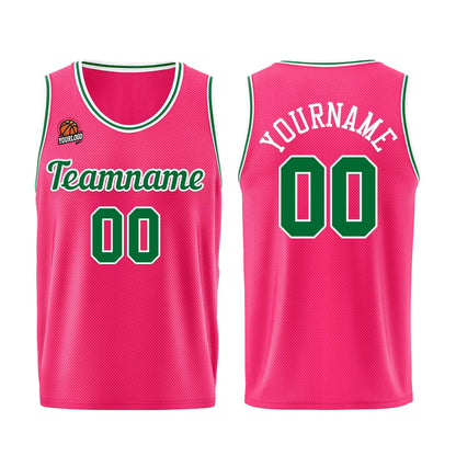 Individuelle Rosa-Grün Basketball Jersey Shorts für Männer und Frauen Gestickter und gedruckter Name, Nummer und Logo
