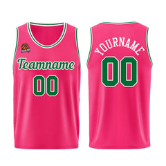 Individuelle Rosa-Grün Basketball Jersey Shorts für Männer und Frauen Gestickter und gedruckter Name, Nummer und Logo