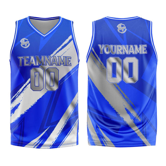 Benutzerdefinierter Blau Grau Basketball Jersey Uniform Anzug gedruckt Ihr Logo Name Nummer