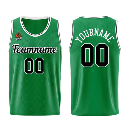 Individuelle Kellygrün Schwarz Basketball Jersey Shorts für Männer und Frauen Gestickter und gedruckter Name, Nummer und Logo