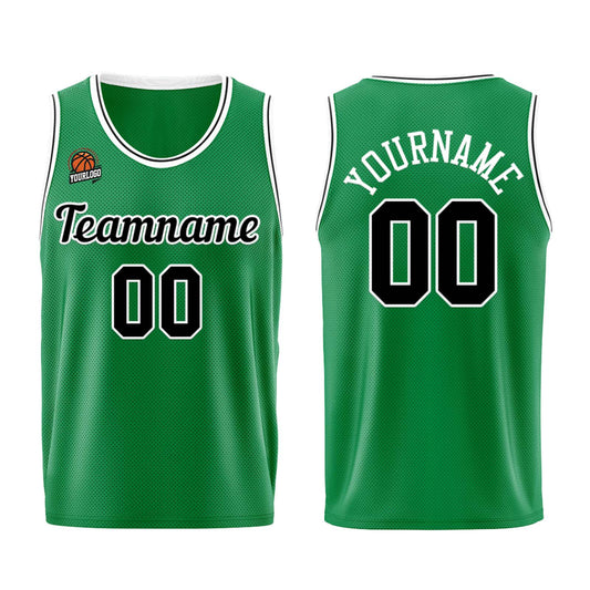 Individuelle Kellygrün Schwarz Basketball Jersey Shorts für Männer und Frauen Gestickter und gedruckter Name, Nummer und Logo