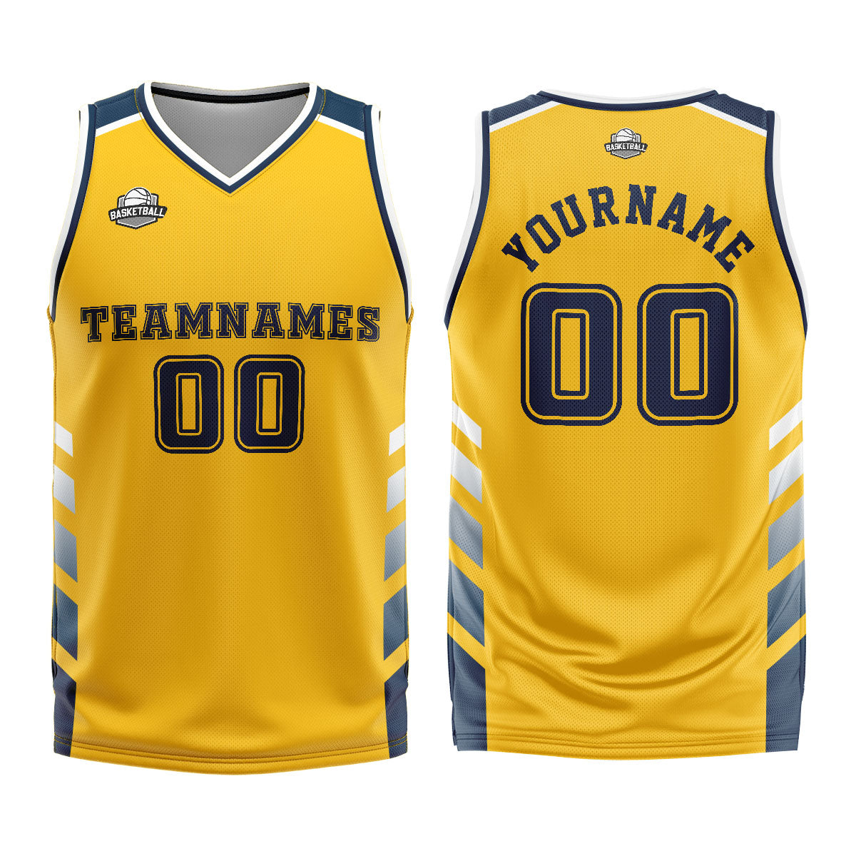 Benutzerdefinierter Gelb Blau Basketball Jersey Uniform Anzug gedruckt Ihr Logo Name Nummer