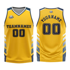 Benutzerdefinierter Gelb Blau Basketball Jersey Uniform Anzug gedruckt Ihr Logo Name Nummer