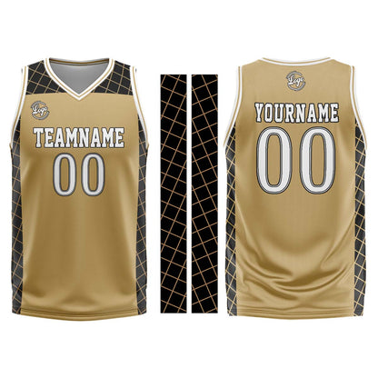 Benutzerdefinierter Braun Schwarz Basketball Jersey Uniform Anzug gedruckt Ihr Logo Name Nummer