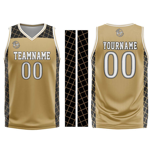 Benutzerdefinierter Braun Schwarz Basketball Jersey Uniform Anzug gedruckt Ihr Logo Name Nummer