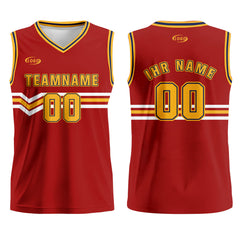 Benutzerdefinierter Rot Gelb Weiß Blau Basketball Jersey Uniform Anzug gedruckt Ihr Logo Name Nummer