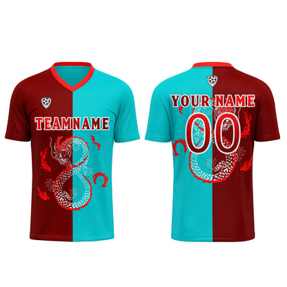Benutzerdefinierte Rot Blau Trikots für Männer Frauen Personalisierte Fußball Uniformen für Erwachsene und Kind
