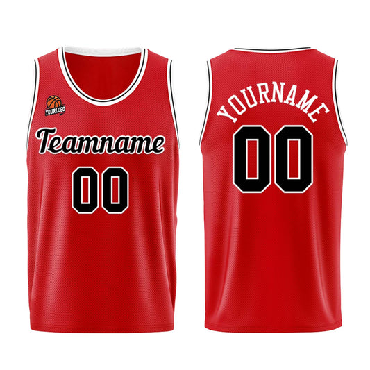Individuelle Rot Schwarz Basketball Jersey Shorts für Männer und Frauen Gestickter und gedruckter Name, Nummer und Logo