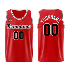 Individuelle Rot Schwarz Basketball Jersey Shorts für Männer und Frauen Gestickter und gedruckter Name, Nummer und Logo