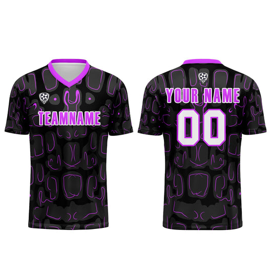 Benutzerdefinierte Schwarz Lila Fußball Trikots für Männer Frauen Personalisierte Fußball Uniformen für Erwachsene und Kind