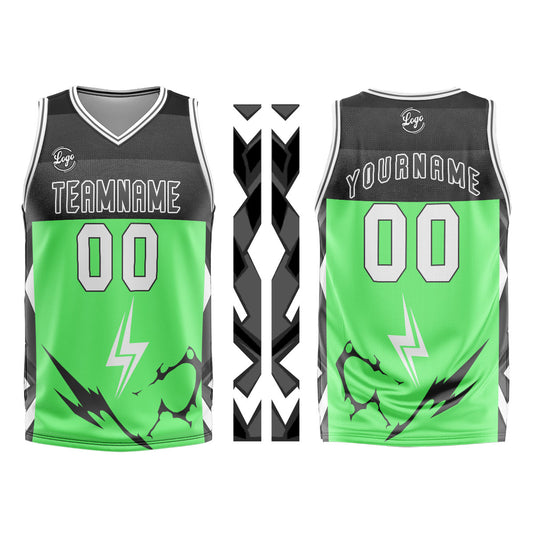 Benutzerdefinierter Grün Grau Basketball Jersey Uniform Anzug gedruckt Ihr Logo Name Nummer