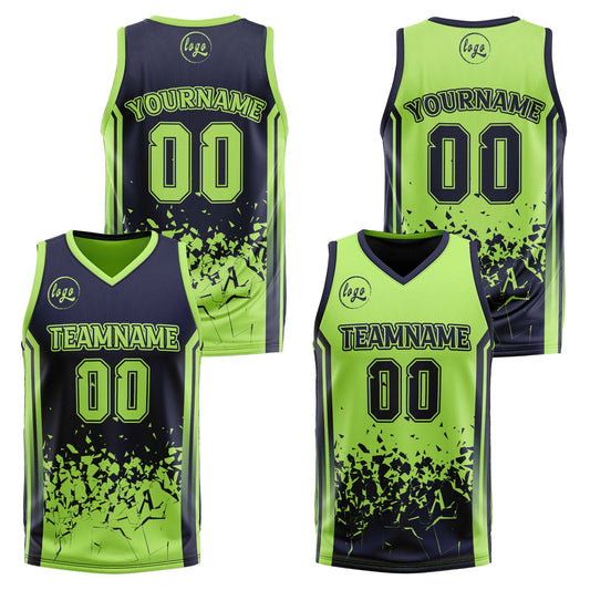 Benutzerdefinierte Marinegrün Reversible Basketball Jersey Personalisierte Drucken Name Nummer Logo