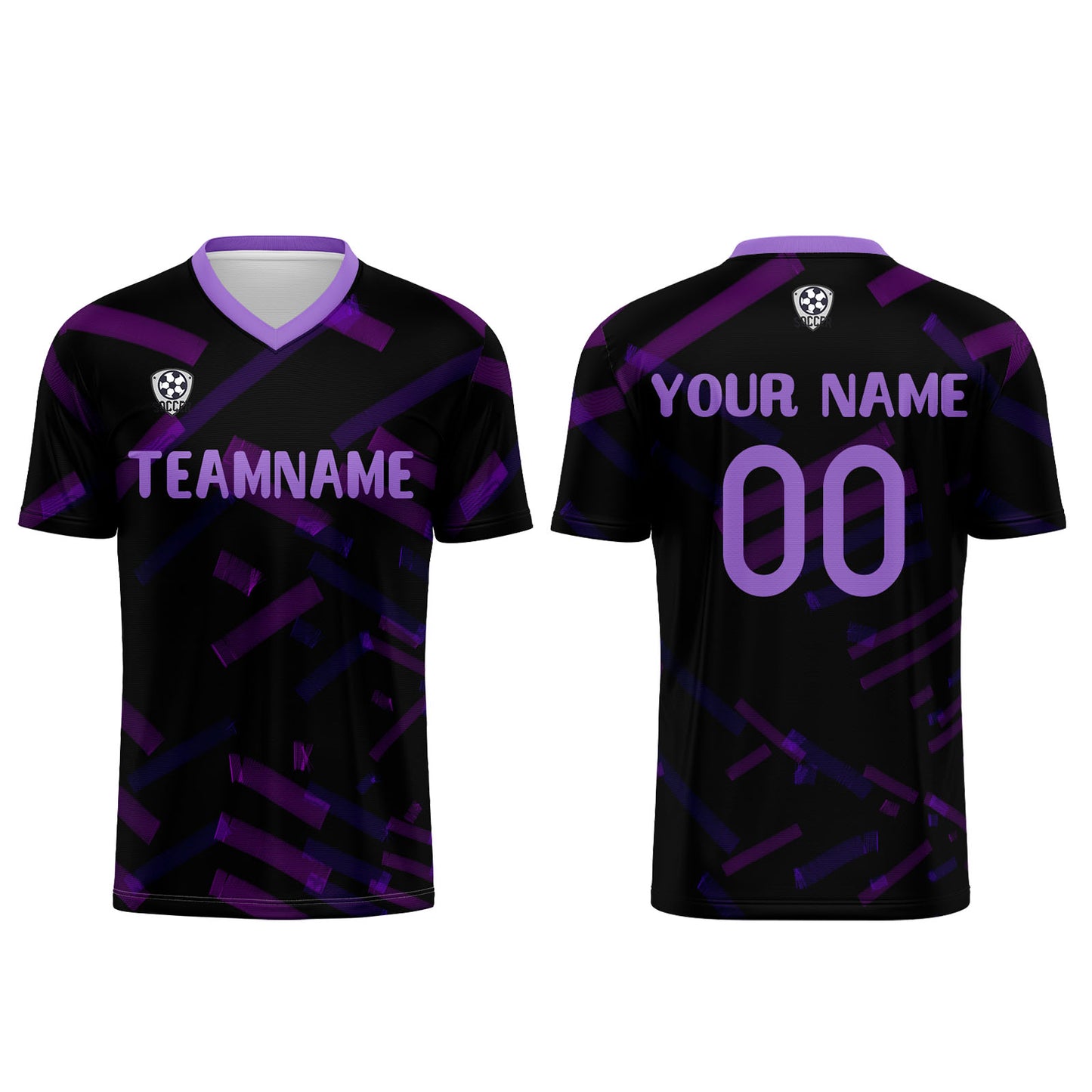 Benutzerdefinierte Schwarz Lila Fußball Trikots für Männer Frauen Personalisierte Fußball Uniformen für Erwachsene und Kind