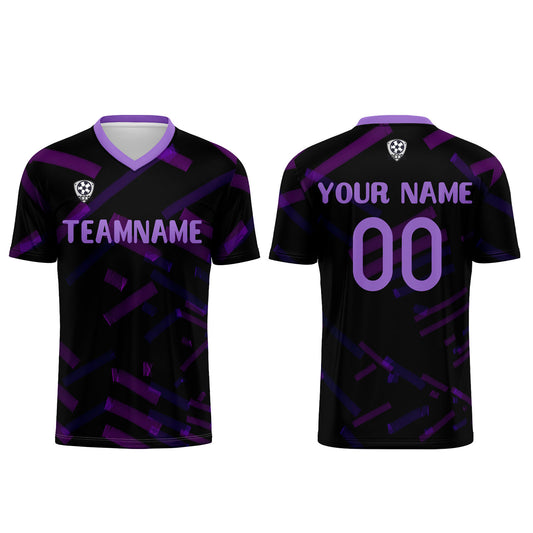 Benutzerdefinierte Schwarz Lila Fußball Trikots für Männer Frauen Personalisierte Fußball Uniformen für Erwachsene und Kind