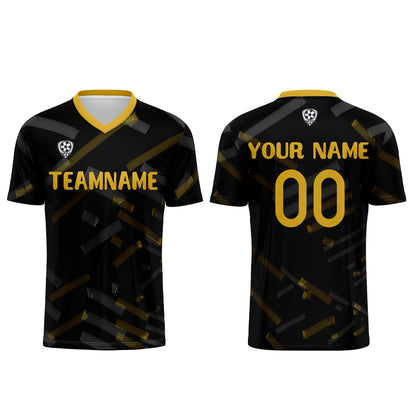 Benutzerdefinierte Schwarz Zitronengelb Fußball Trikots für Männer Frauen Personalisierte Fußball Uniformen für Erwachsene und Kind