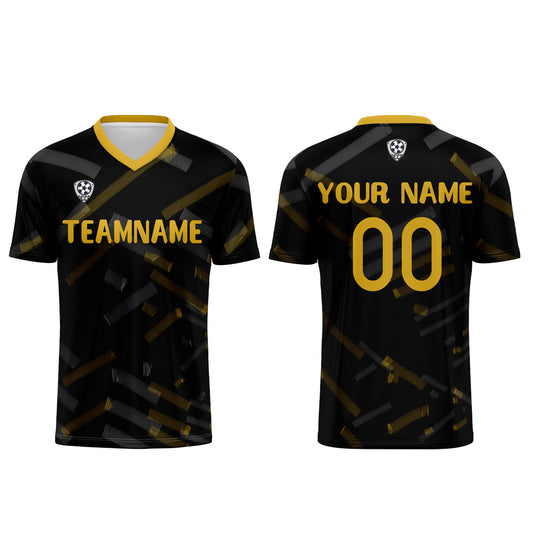 Benutzerdefinierte Schwarz Zitronengelb Fußball Trikots für Männer Frauen Personalisierte Fußball Uniformen für Erwachsene und Kind