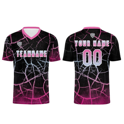 Benutzerdefinierte Schwarz Rosa Trikots für Männer Frauen Personalisierte Fußball Uniformen für Erwachsene und Kind