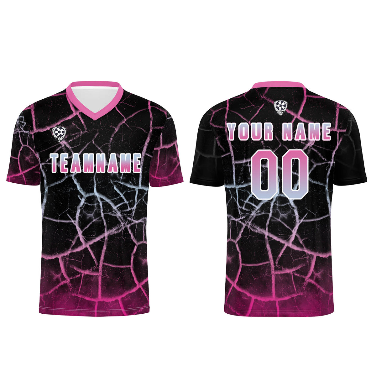Benutzerdefinierte Schwarz Rosa Trikots für Männer Frauen Personalisierte Fußball Uniformen für Erwachsene und Kind