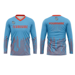 Kundenspezifisches Himmelblau Orange Rot Basketball Fußball Schießen langes T-Shirt für Erwachsene und Kinder