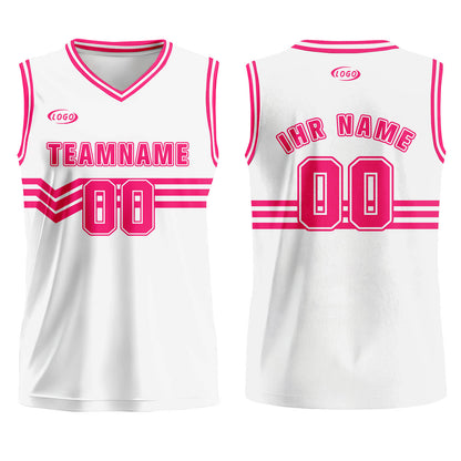 Benutzerdefinierter Weiß Rose Rot Basketball Jersey Uniform Anzug gedruckt Ihr Logo Name Nummer