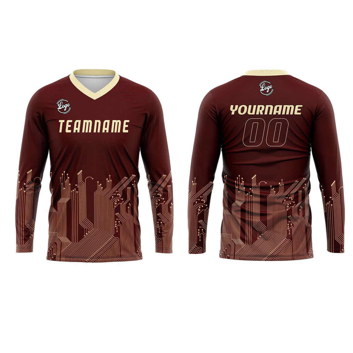 Kundenspezifisches Dunkelrot Lichtgelb Basketball Fußball Schießen langes T-Shirt für Erwachsene und Kinder