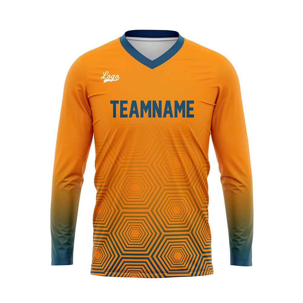 Kundenspezifisches Blau Orange Basketball Fußball Schießen langes T-Shirt für Erwachsene und Kinder