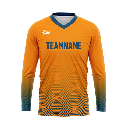 Kundenspezifisches Blau Orange Basketball Fußball Schießen langes T-Shirt für Erwachsene und Kinder