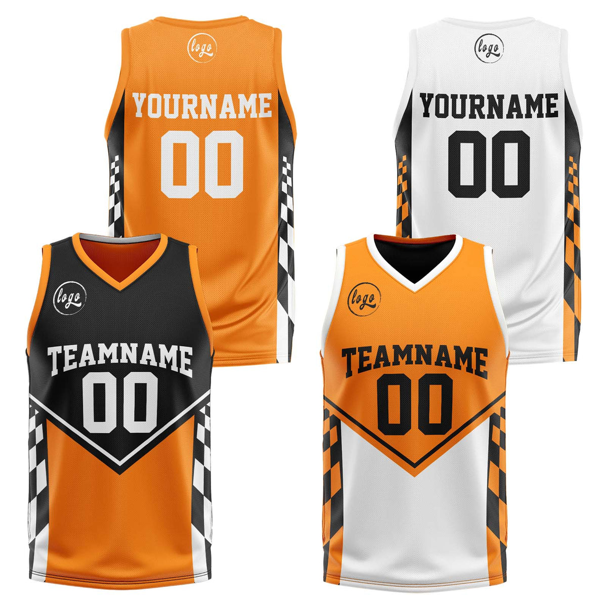 Benutzerdefinierte Schwarz Orange Reversible Basketball Jersey Personalisierte Print Name Nummer Logo